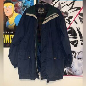 Pacific Trail Men's Blue Raincoat with Green Accents